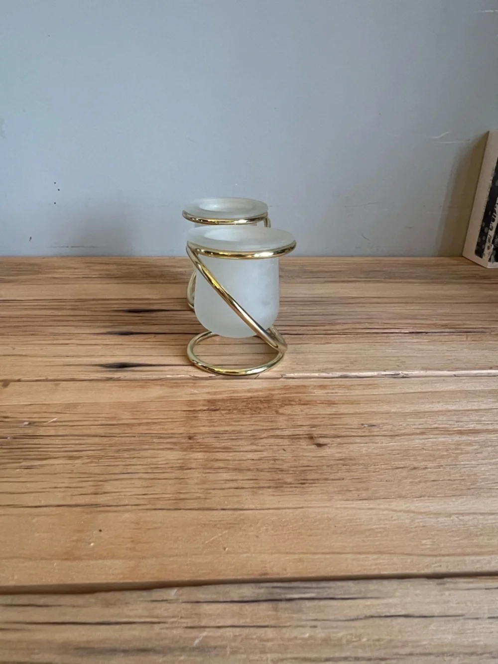 PartyLite Gold Spiral Tea Light Holders with Frosted Glass - Picture 4 of 8